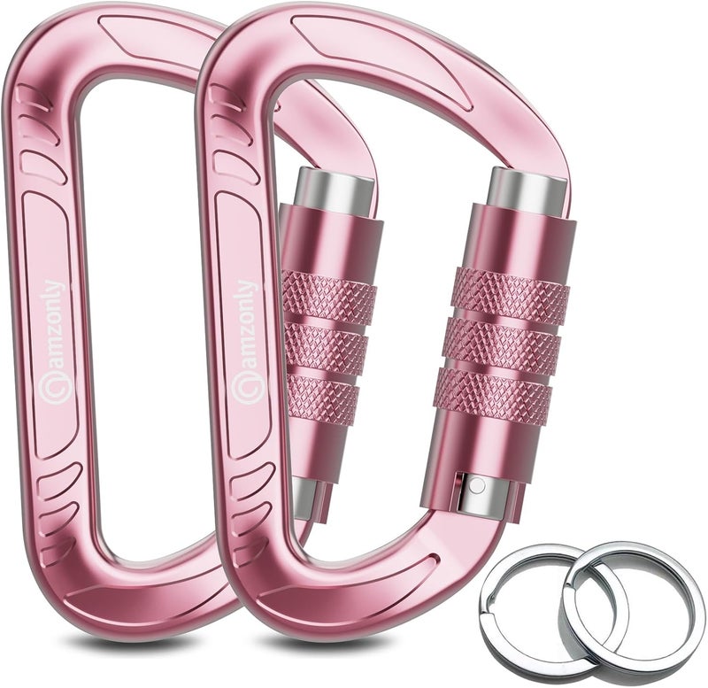 Amzonly 3inch Auto Locking Carabiner Clips Heavy Duty, 12KN /2697lbs Lightweight keychain carabiners, Sturdy Twist Lock Caribeeners for Camping Hiking Hammock Swing Backpack, dog leash and Harness etc - Image 1